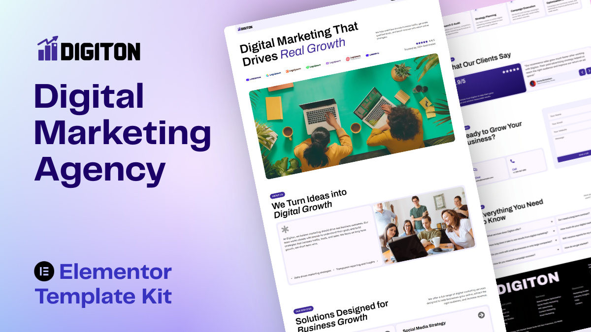 WP Shogun - WordPress & Elementor Templates 3 Digiton - Digital Marketing Agency Website Elementor Template Kit