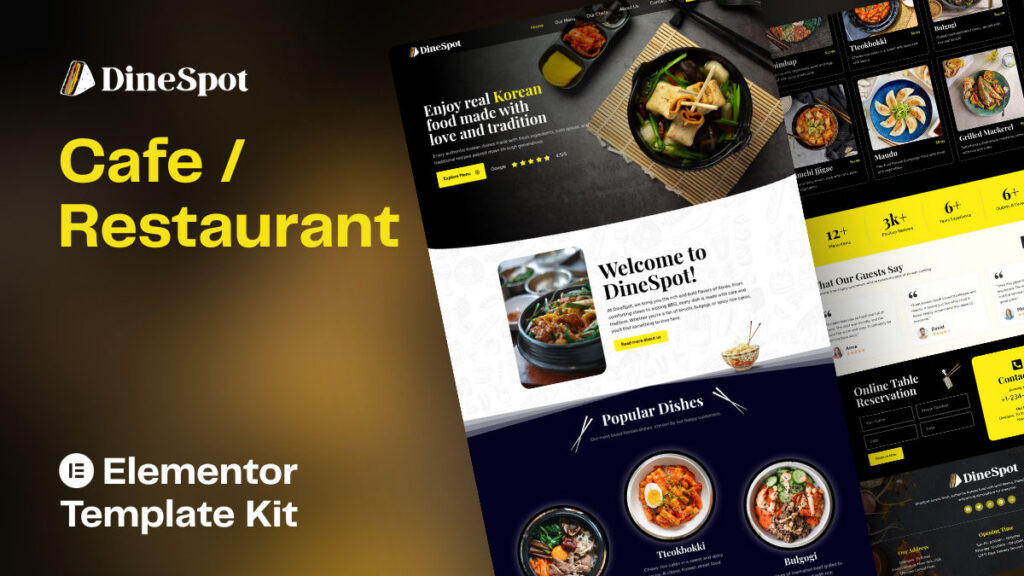 WP Shogun - WordPress & Elementor Templates 4 DineSpot - Restaurant Website Elementor Template Kit