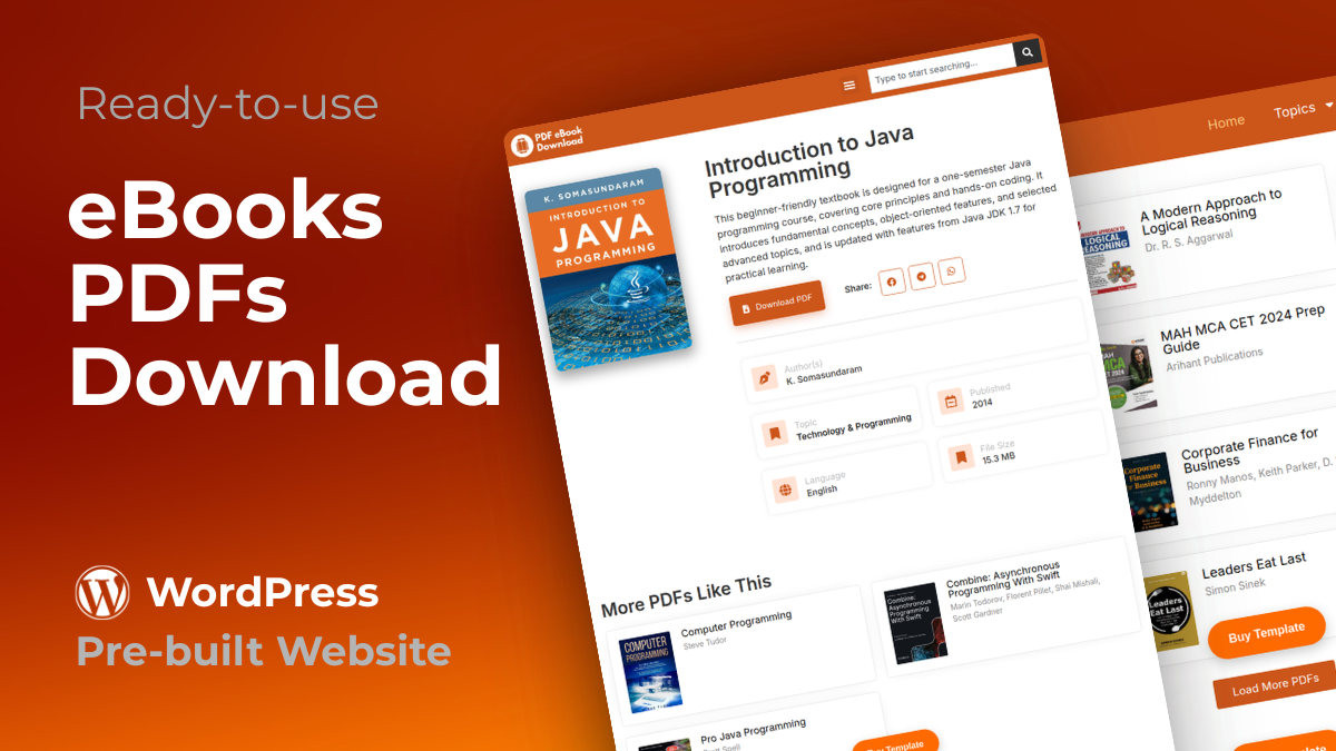 WP Shogun - WordPress & Elementor Templates 8 eBook PDFs Downloading Pre-built WordPress Website