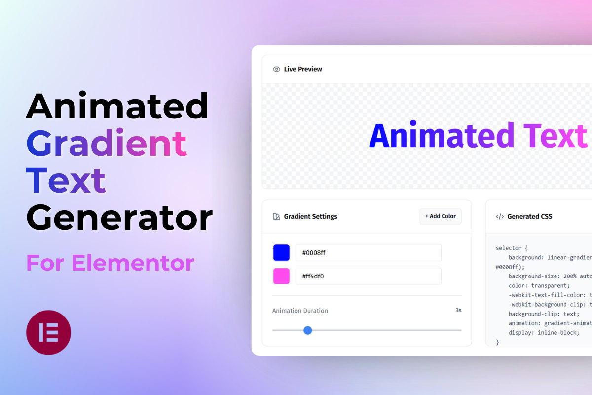 animated gradient text generator elementor