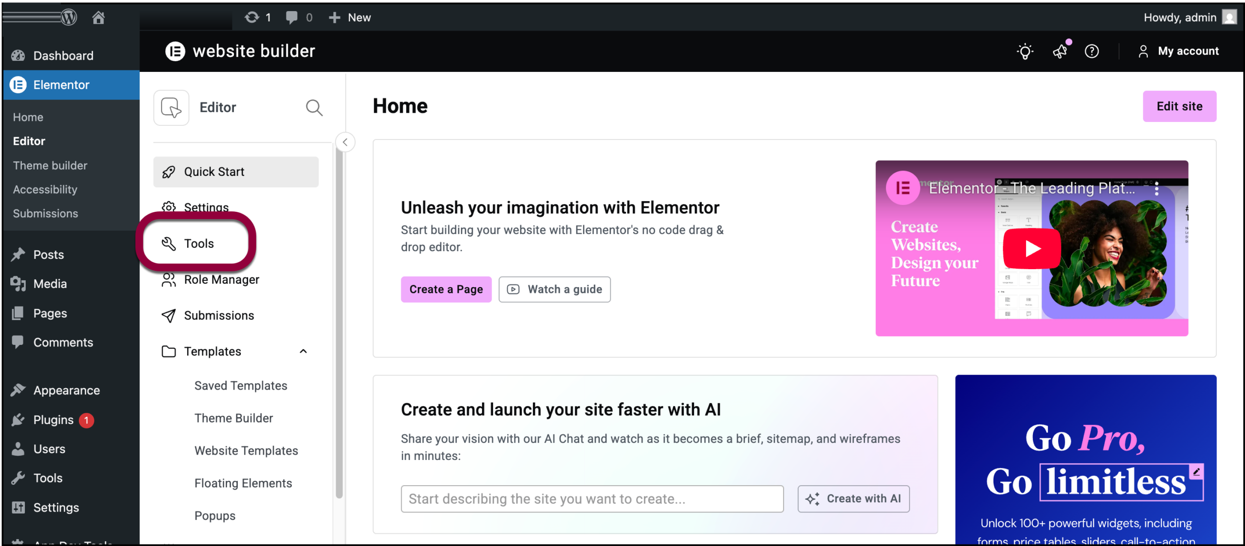 elementor import template 2
