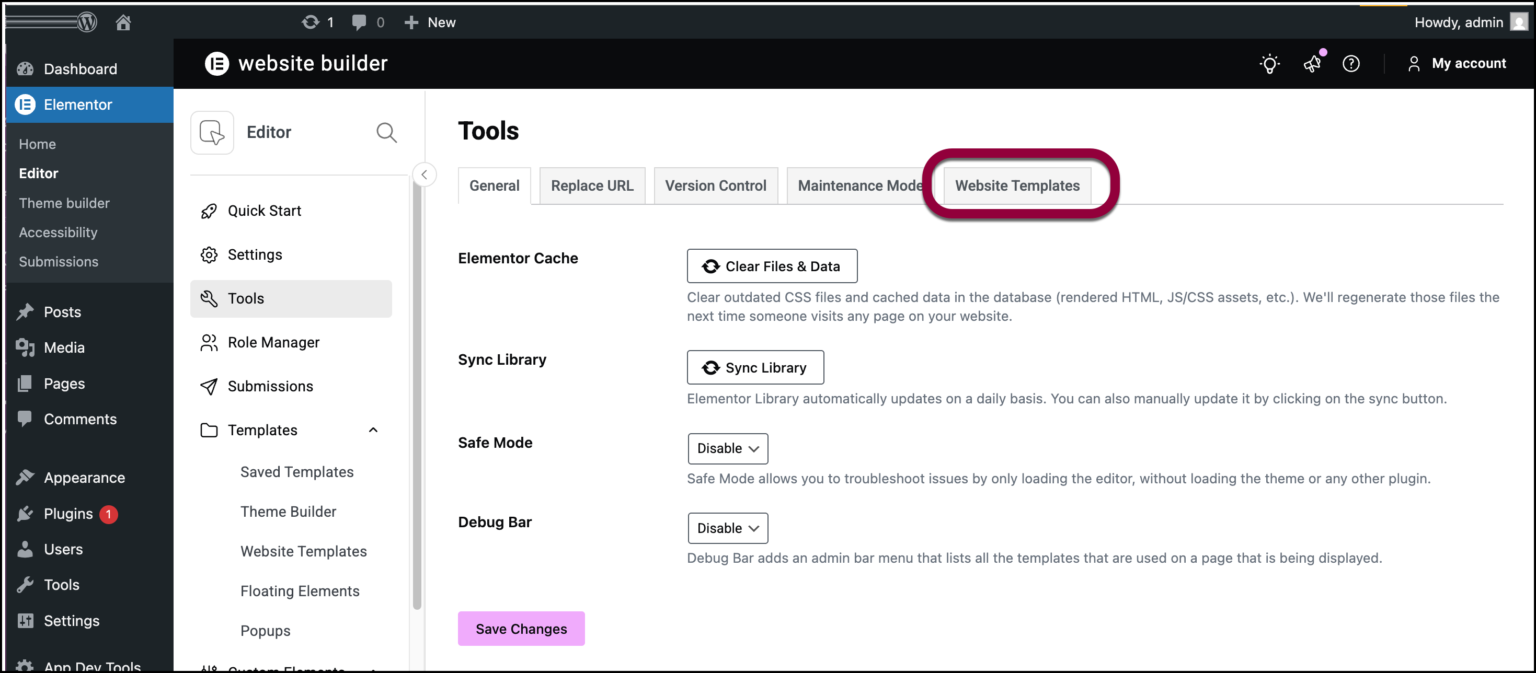 elementor import template 3