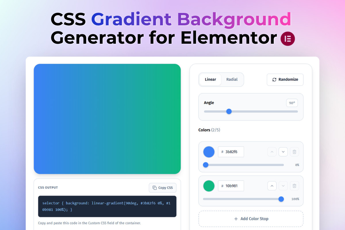 gradient background generator elementor