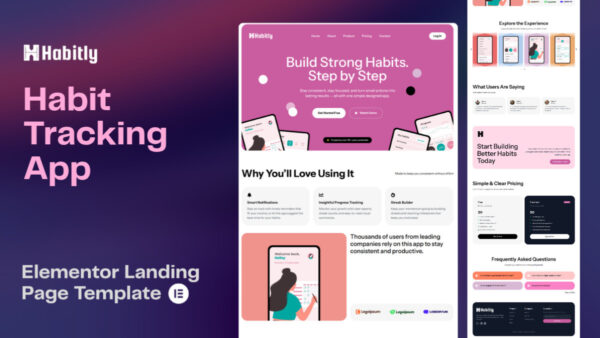 Habitly - Habit Tracker App Landing Page (Elementor Template)