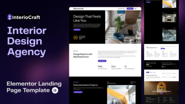 InterioCraft - Interior Design Agency Landing Page (Elementor Template)