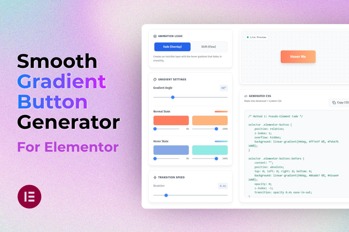 smooth gradient button generator elementor