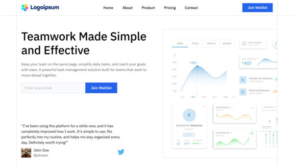 Task Management Platform Hero Section (Elementor Template)