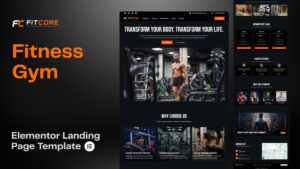 fitcore gym landing page template Elementor FitCore - Fitness Gym Landing Page (Elementor Template)