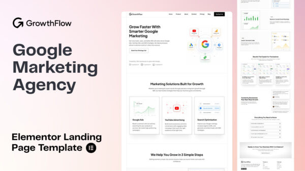 growthflow marketing agency elementor template GrowthFlow - Marketing Agency Landing Page (Elementor Template)