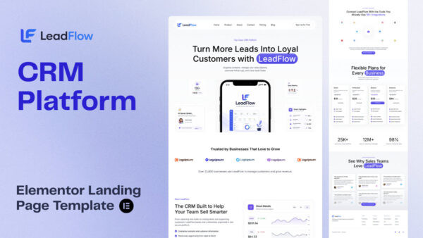 LeadFlow - CRM Platform Landing Page (Elementor Template)