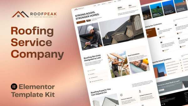 roofpeak roofing company Elementor Template Kit RoofPeak - Roofing Website Elementor Template Kit
